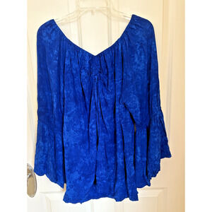 Lost Island Trading L/XL Blue Blouse Medieval Cosplay Renaissance Tie Dye